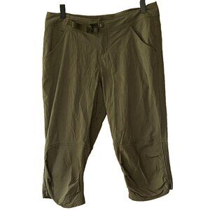 Prana Women's Size 6 Belted Army Green Lightweight Capri Hiking Pants 31" x 18"
